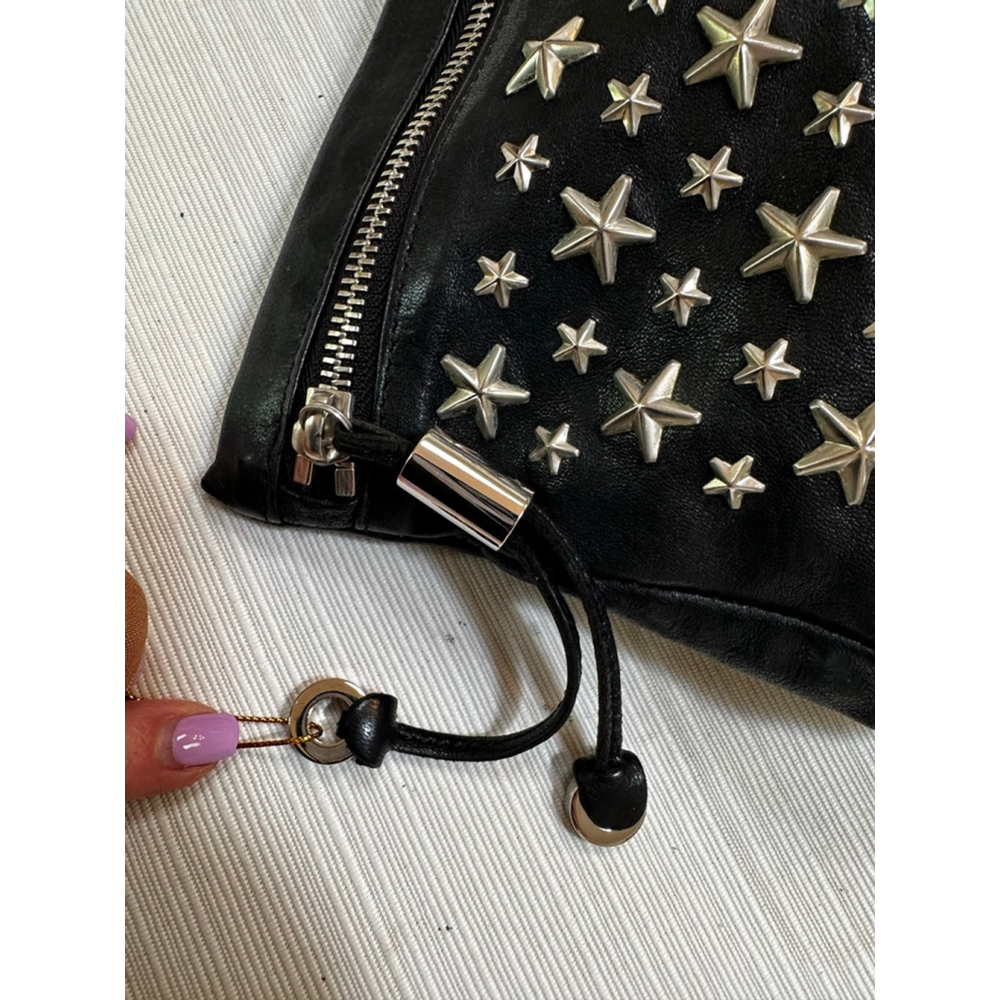 Jimmy Choo Black Leather Star Clutch Bag Silver Hardware - Picture 9 of 11
